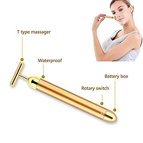 Beauty Bar 24k Golden Pulse Facial Masajeador facial, Eléctrico Masajeador Para la piel Sensible, Lifting facial instantáneo, Antiarrugas, Para Frente, Mejilla, Cuello, Brazo, Ojos, Nariz
