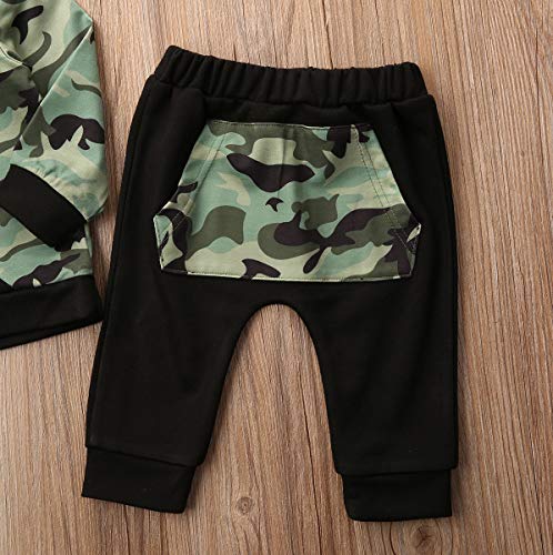 Bebé Conjunto Deportivo Chándal Sudadera de Manga Larga con Capucha+ Pantalones para Niños Pequeños 0-5 Años Traje de Ropa Otoño Invierno (Camuflaje B, 6-12 Meses)