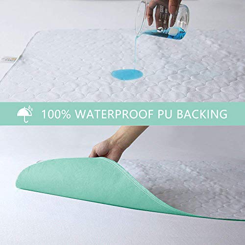 Bedecor 2X Lavables colchón Protector Impermeable/Colchón Incontinencia,Antibacteriano, Anti-ácaro,para incontinencia, niños, Adultos Mayores - 70 x 90cm (Verde)