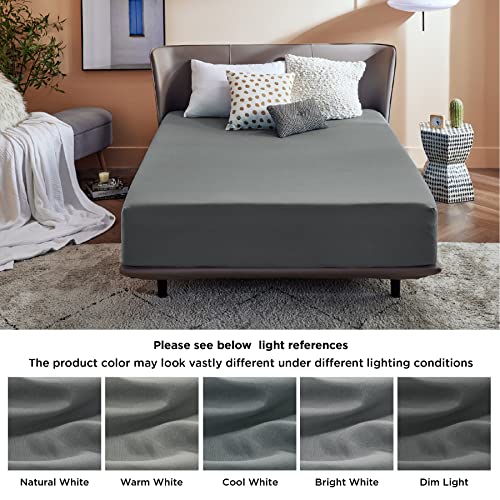 Bedsure Sabanas Bajeras 150x200 Ajustables - Sabanas 150 x 190, Bajera Cama 150 Cómoda, Sabanas 150x190 Colchon 30 cm de Microfibra Cepillada Suave, Gris Oscuro