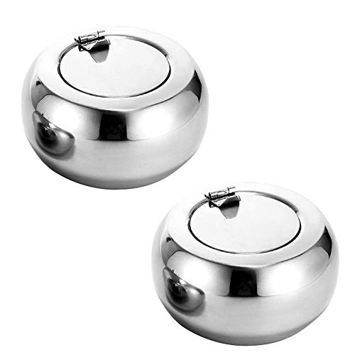 behone Cenicero, Acero Inoxidable Cenicero con Tapa, cenicero para Interior o Exterior Uso, Soporte de Ceniza de Cigarrillo para Fumadores, Fumar cenicero de para decoración de hogar Oficina