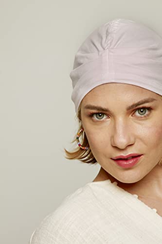 Belle Turban, Turbante para Mujer, Modelo C-Bora, Color Rosa, Talla única, Elegante Gorro Oncológico, Hecho con Algodón Orgánico, Suave y Transpirable, No Irrita, Fabricado en España