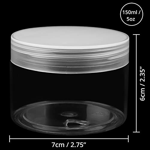 Belle Vous Botes de Plastico con Tapa (Pack de 12) 150 ml Tarros Cocina Tapa con Rosca – Botes Plástico para Muestras – Botes para Cremas, Lociones, Maquillaje – A Prueba de Derrames y Hermética