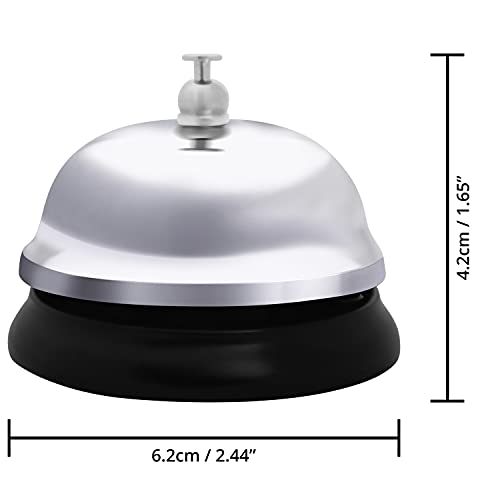 BELLE VOUS Campana de Servicio Cromada (Pack de 4) 6,2 cm de Diámetro - Timbre Recepcion de Metal para Hotel, Restaurante, Conserjería, Bar, Escuelas, Ayudante Cocina, Hospitales y Almacenes