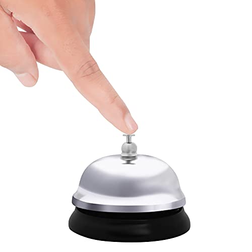 BELLE VOUS Campana de Servicio Cromada (Pack de 4) 6,2 cm de Diámetro - Timbre Recepcion de Metal para Hotel, Restaurante, Conserjería, Bar, Escuelas, Ayudante Cocina, Hospitales y Almacenes