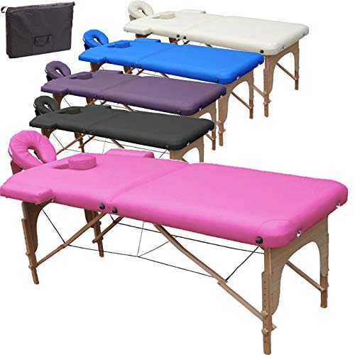 BELTOM Camilla de Masaje 2 Zonas portatil Mesa Cama Banco Plegable Reiki Fsioterapeuta - Rosa