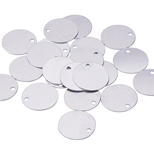 BENECREAT 30 PCS Colgante de Pulsera en Blanco Etiqueta de Estampación de Aluminio para Manualidad de Joyería Colgante Etiqueta para Perro - 30 mm, Forma Redonda