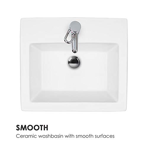 Besoa St. Lucia Lavabo de pie - 84cm, Montaje en pared, Construcción redondeada, Superficies lisas, Cerámica, Blanco