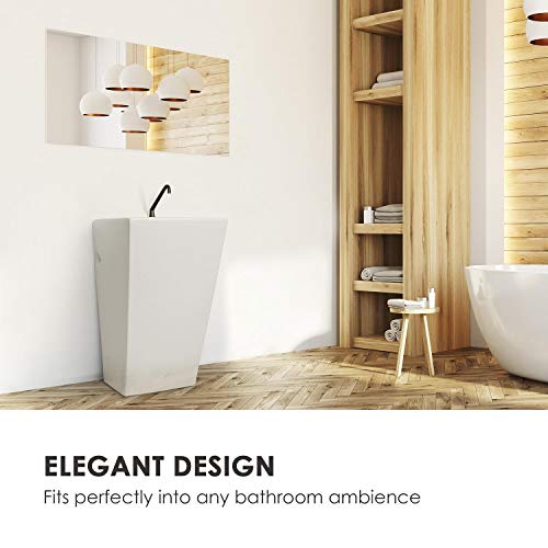 Besoa St. Lucia Lavabo de pie - 84cm, Montaje en pared, Construcción redondeada, Superficies lisas, Cerámica, Blanco
