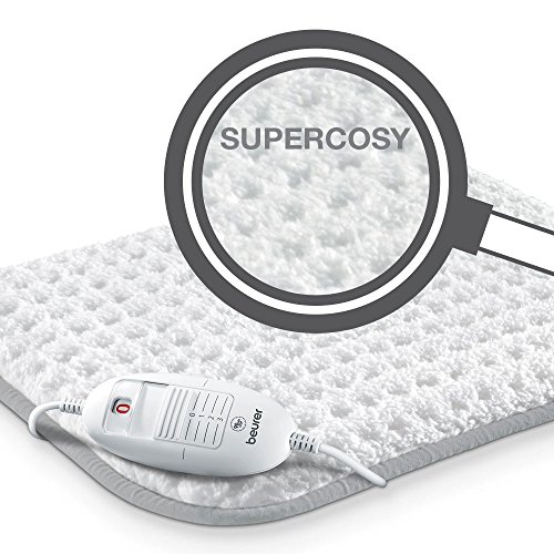 Beurer HK42 Almohadilla eléctrica térmica, transpirable, tacto extra suave, calentamiento ultrarápido, función apagado automático 90 minutos, lavable, 3 potencias, display iluminado, 44 x 33 cm