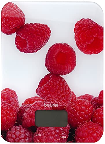 Beurer KS19 - Balanza de cocina, 5 kg/1 gr, botón táctil, diseño de frambuesa s