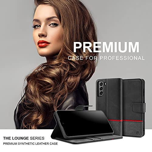 BEZ Funda Samsung S21 Plus, Funda para Samsung Galaxy S21 Plus 5G, Estuche Flip Cover Protector en Cuero de Poliuretano con portatarjetas, Kick Stand, Cierre magnético, Gris