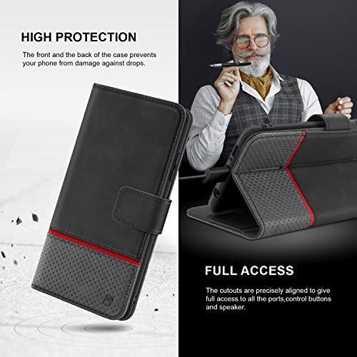 BEZ Funda Samsung S21 Plus, Funda para Samsung Galaxy S21 Plus 5G, Estuche Flip Cover Protector en Cuero de Poliuretano con portatarjetas, Kick Stand, Cierre magnético, Gris
