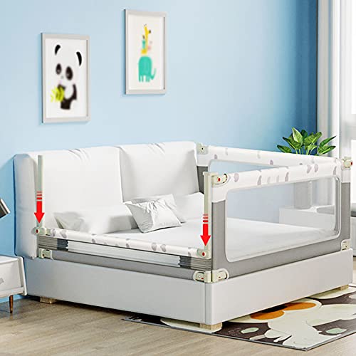 BFFGM PortáTil Barandilla de Cama,ElevacióN Vertical Barandilla con Bloqueo de Seguridad Malla Transpirable Guardia de Cama Valla Protectora contra CaíDas, 1 Lado(Size:180cm)