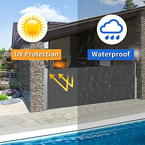 Bilisder Toldo Lateral Retráctil, Toldo Vertical Exterior con Soporte de Pared, Protección de la Privacidad, Impermeable, Anti-UV, para Balcón Terraza Jardín (300*160cm, Gris Oscuro)