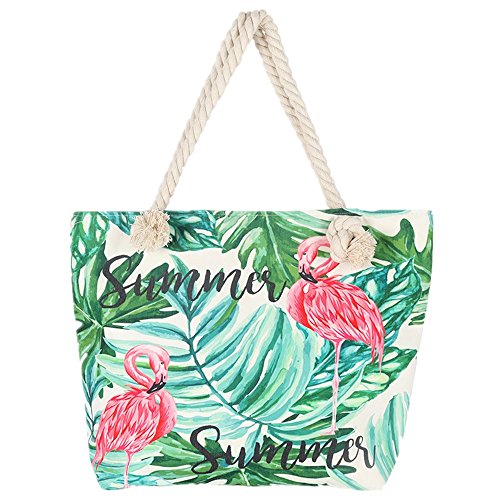 BJ-SHOP Bolsa de Playa Grande,Holiday Tote Bags Bolsa de Viaje con Cremallera Bolsa de Compras para Ninas y Mujeres