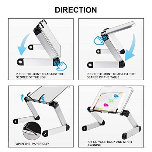 Blanco Estantería ergonómica Atril para Libros Altura y ángulo Ajustable Soporte para Libro Soporte ergonómico para Libro para la mayoría de los Libros y tabletas en Papel y Recetas y partituras