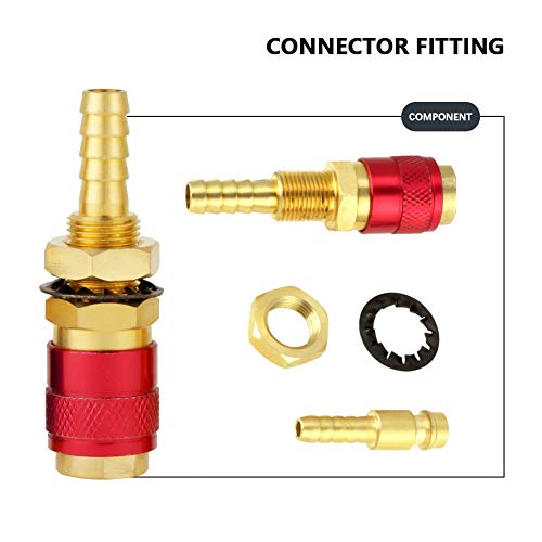 Bokie - 3 piezas refrigeradas con agua y adaptador de gas, conexión rápida, sin fugas, conector de presión para soldador TIG, adaptador de gas refrigerado al agua, M10