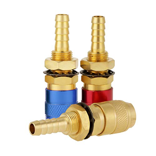 Bokie - 3 piezas refrigeradas con agua y adaptador de gas, conexión rápida, sin fugas, conector de presión para soldador TIG, adaptador de gas refrigerado al agua, M10