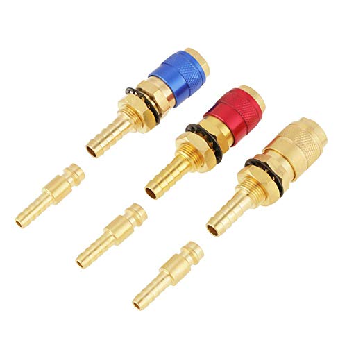 Bokie - 3 piezas refrigeradas con agua y adaptador de gas, conexión rápida, sin fugas, conector de presión para soldador TIG, adaptador de gas refrigerado al agua, M10