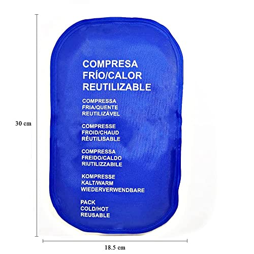 Bolsa de gel reutilizable calor y frío, Tamaño 30cm x 18.5cm, Pack 2 compresas multiusos para microondas y congelador, Alivia dolor muscular y lesiones.
