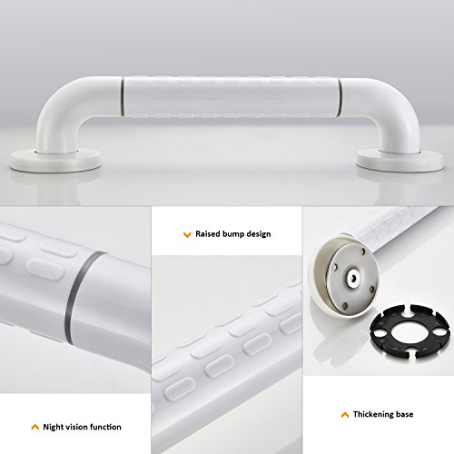 BONADE Asa de Seguridad para Baño Manija de la Ducha de Acero Inoxidable Antideslizante Baranda de Baño para Niños, Discapacitado, Lesionado, el embarazo y Personas Mayores 35 cm Blanco