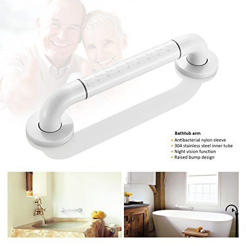 BONADE Asa de Seguridad para Baño Manija de la Ducha de Acero Inoxidable Antideslizante Baranda de Baño para Niños, Discapacitado, Lesionado, el embarazo y Personas Mayores 35 cm Blanco