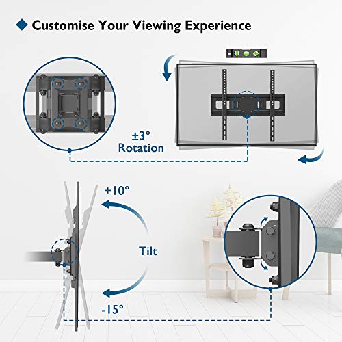 BONTEC Soporte de Pared para TVs Planos & curvos de 23-60 Pulgadas, se extiende la Inclinación Giratoria, Doble Brazo y Movimiento Completo, Incluye Cable HDMI, Nivel topográfico, 5 Correas de Velcro