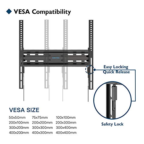 BONTEC Soporte TV Pared Inclinable Ultra Delgado para 23-55 Pulgadas Television de LED/LCD/Plasma, Carga Máx. 45kg, Máx VESA 400x400 mm