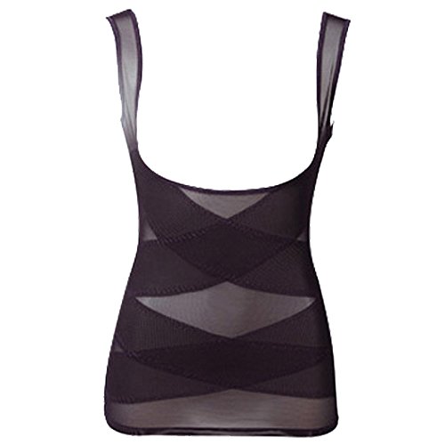 BOZEVON Mujer Corset Underbust Push Up Body Sin Costuras Abdomen Cintura Adelgazante Lencería Moldeadora Slimming Bodysuits Shapewear Chaleco, Negro, L