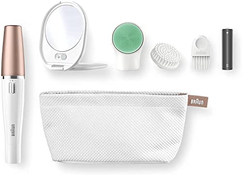 Braun FaceSpa Depiladora Facial Mujer 3 en 1 con Cepillo Limpiador y de Masaje, 851, Blanco