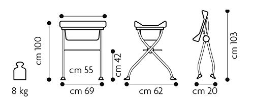 Brevi 568-667AB, Lindo Pro Bañera Cambiador Plegable Bianconiglio Antibacteriano