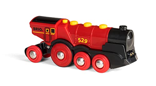 BRIO 33592 Gran Locomotora Roja a Pilas con Luz y Sonido, BRIO Trenes-Vagones-Vehículos, Edad Recomendada 3+
