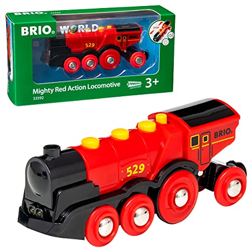BRIO 33592 Gran Locomotora Roja a Pilas con Luz y Sonido, BRIO Trenes-Vagones-Vehículos, Edad Recomendada 3+