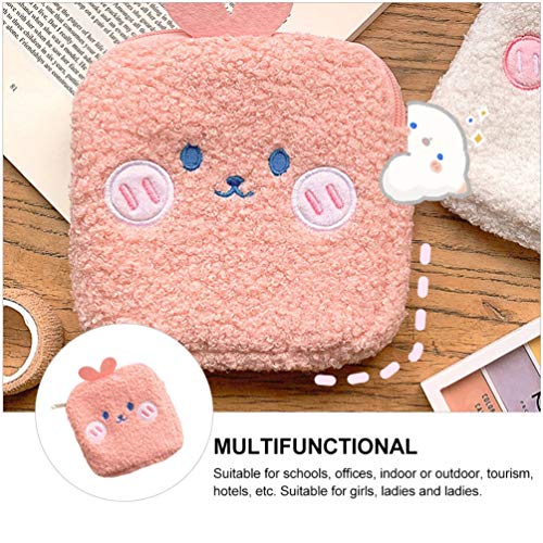 Cabilock Servilletas Sanitarias Bolsa Super Lindo Conejito Conejo Oreja Monedero Lindo Animla Cartera Cojín de Enfermería Soporte para Mujeres Y Niñas