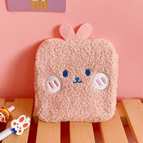 Cabilock Servilletas Sanitarias Bolsa Super Lindo Conejito Conejo Oreja Monedero Lindo Animla Cartera Cojín de Enfermería Soporte para Mujeres Y Niñas
