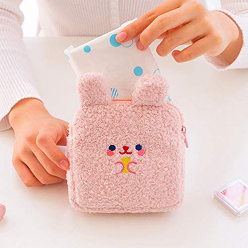 Cabilock Servilletas Sanitarias Bolsa Super Lindo Conejito Conejo Oreja Monedero Lindo Animla Cartera Cojín de Enfermería Soporte para Mujeres Y Niñas