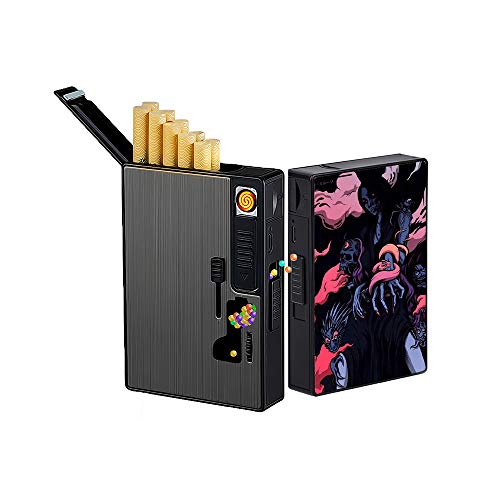 Caja de Cigarrillos con Encendedor eléctrico USB Recargable, dispensador de Bolas de crushball, pulsadores de Cuentas de explosión, Filtro de Cigarrillos de cápsula de mentol para Bricolaje (Rosa)