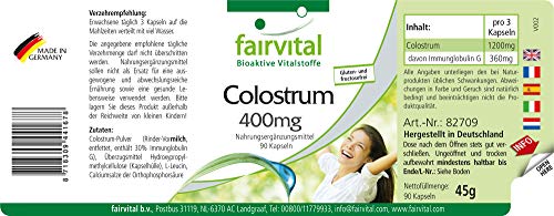 Calostro 400mg - Dosis elevada - Suplemento de Calostro bovino - Libre de EEB - 90 Cápsulas - Calidad Alemana