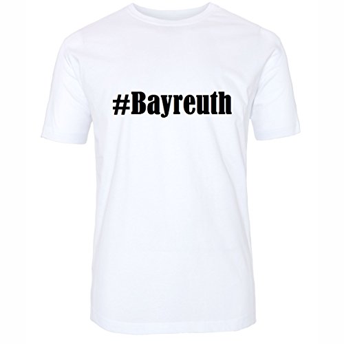 Camiseta #Bayreuth Hashtag con rombos para mujer, hombre y niños en los colores blanco y negro Blanco XS