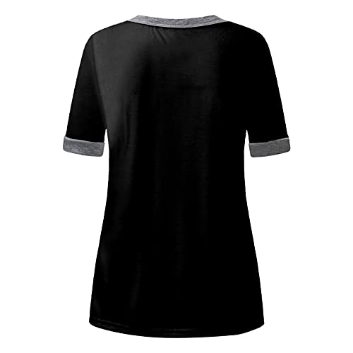Camisetas Manga Corta Mujer Deporte,Camisetas Mujer Manga Corta Cuello V Casual Tops Color Sólido Suelto Baggy Jumper Casual Tops Blusa Camiseta Verano Shirts
