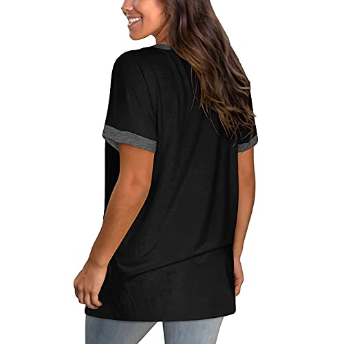 Camisetas Manga Corta Mujer Deporte,Camisetas Mujer Manga Corta Cuello V Casual Tops Color Sólido Suelto Baggy Jumper Casual Tops Blusa Camiseta Verano Shirts