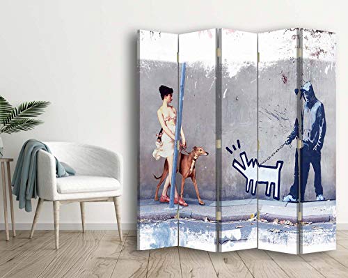 carowall CAROWALL.COM Pared divisoria Arte Mixta 5 Paneles Unilateral Gris 180x175 cm