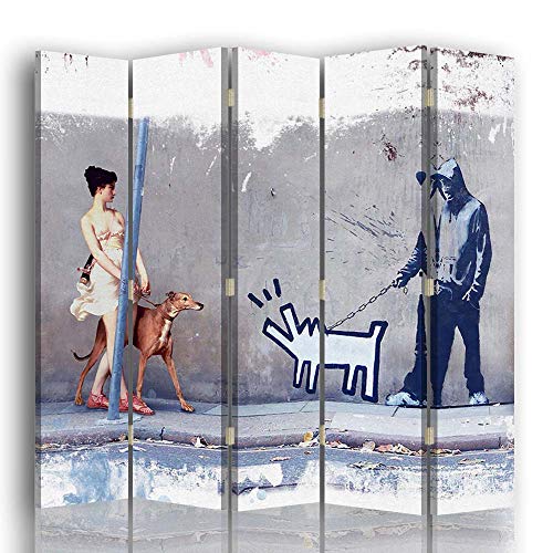 carowall CAROWALL.COM Pared divisoria Arte Mixta 5 Paneles Unilateral Gris 180x175 cm