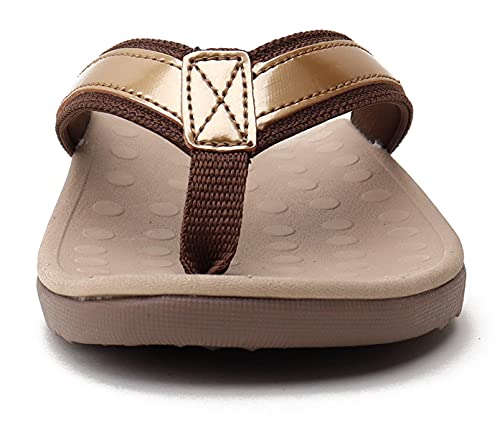 CELANDA Chanclas Mujer Hombres Sandalias de Dedo con Apoyo del Arco Verano Playa Sandalias de piscina Ortopedicas Flip Flop Antideslizante Zapatos Cómodos para Caminar Dorado Talla：38 EU