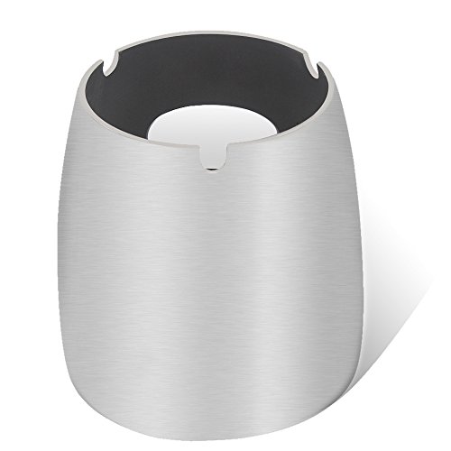 Cenicero a Prueba de Viento XL, Cenicero de Viento de Acero Inoxidable OneChois para Interiores o Exteriores, Balcón de jardín- Plata
