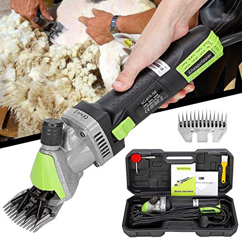 CGOLDENWALL Esquiladora para Oveja 850W 2400RPM Cizalla para Cabra Electrónica para Cabra Alpaca Camello 6 Ajuste de Velocidad - Aceite lubricante Incluido (Cuchilla Curva de 9 Dientes)