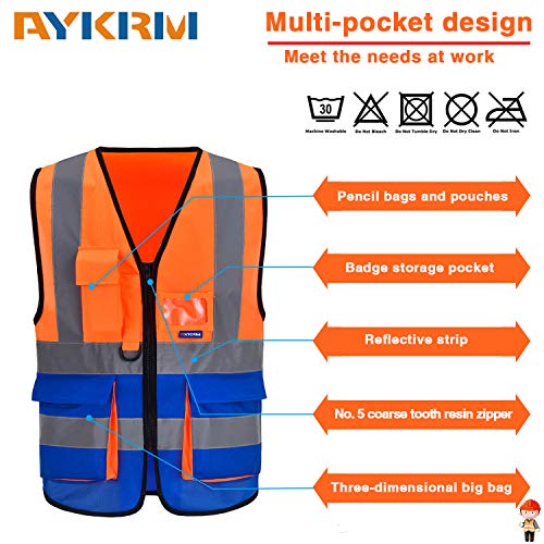 Chalecos de seguridad Alta Visibilidad Trabajo fluo (L, Naranja&Azul)