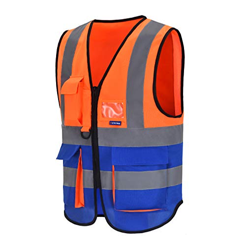 Chalecos de seguridad Alta Visibilidad Trabajo fluo (L, Naranja&Azul)