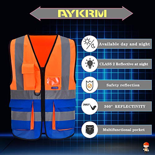 Chalecos de seguridad Alta Visibilidad Trabajo fluo (L, Naranja&Azul)